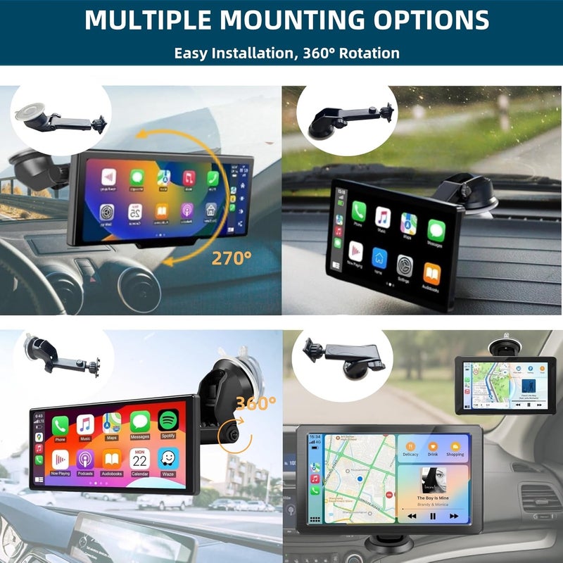 Epronic Carplay Screen Mount, Bendable Flexible Dashboard Suction Cup Bracket for 7Inch 9Inch 9.3 Inch 10.26 Inch Portable Car Play Windshield GPS Mount Phone Holder - Image 5